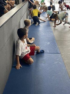 Birthday Boy taking a rest after karate.