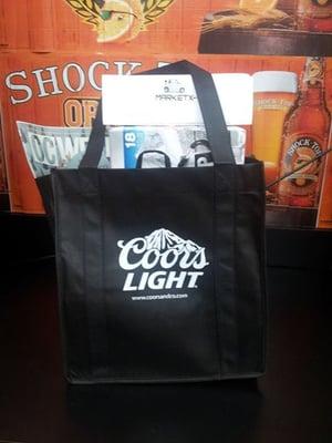 Our Opt-in customers get the most out their purchase. For example, this Coors light customer received a pint glass and tote bag