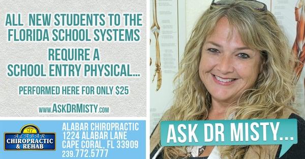 School Physicals available here with Dr Misty at Alabar Chiropractic