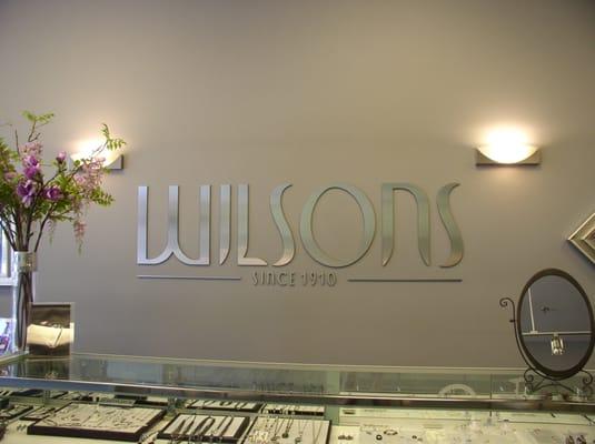 Acrylic lettering with brushed aluminum face