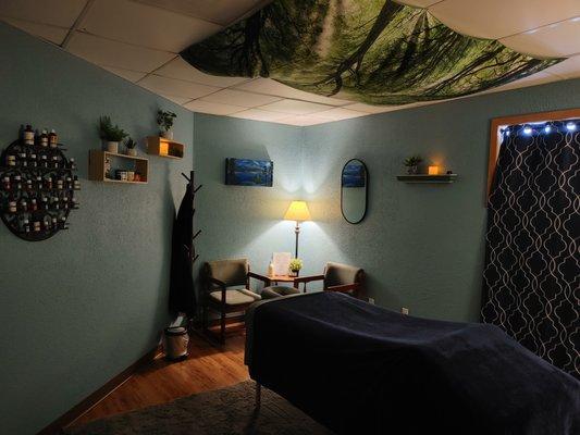 The Rest & Repair massage room, it can comfortably fit two tables for side by side massage.