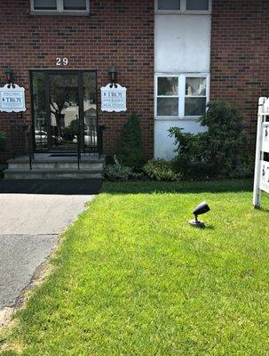 Outside front of the Troy Insurance office.