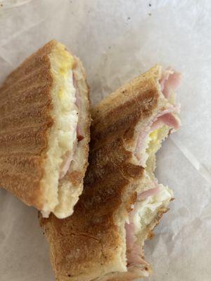 Egg, ham and cheddar cheese Panini