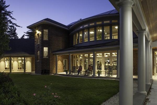 Durham Public Library Porch at Night