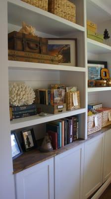 AFTER:  book shelf makeover. Still to install handles and baseboard trim.