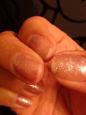 Shoddy gel manicure after less than a day of getting it done. What a rip off!