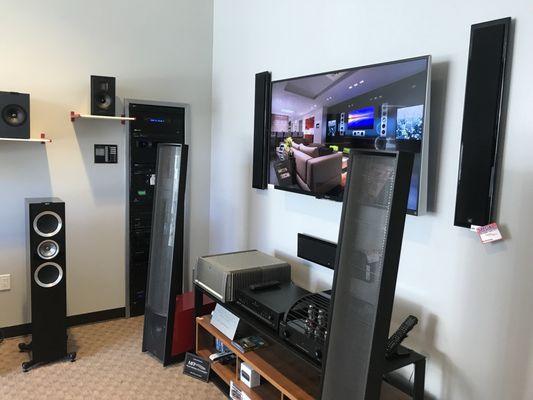 Martin Logan and Parasound high end stereo set up in Pasadena, Los Angeles