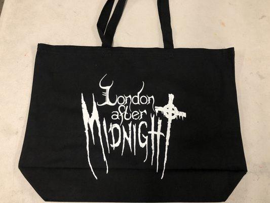 We do band Merch. Here are some tots bags we did for London after midnight.