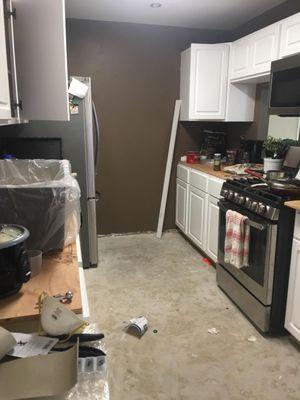 Yes, its a work in progress, but damn those new cabinets pop... next week its the floor.