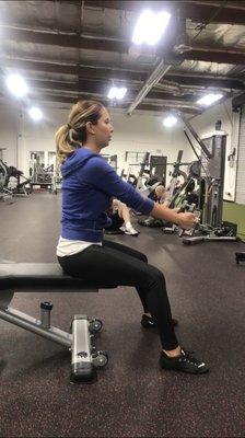 Alex working some posterior on the seated row