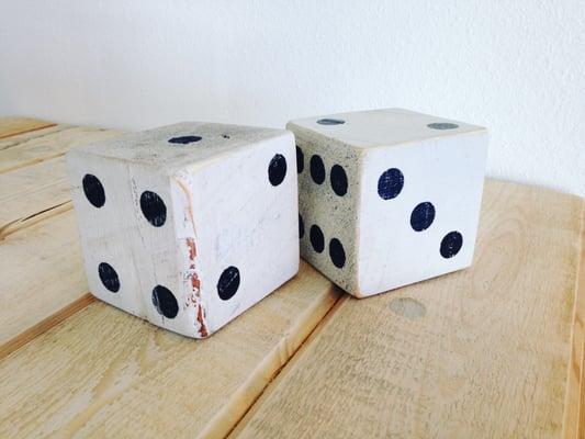 Reclaimed wood jumbo dice.  Super cool home décor!