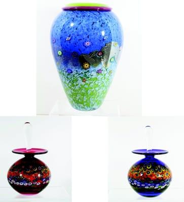 These Hand Blown Art glass pieces would brighten up anybody's day!