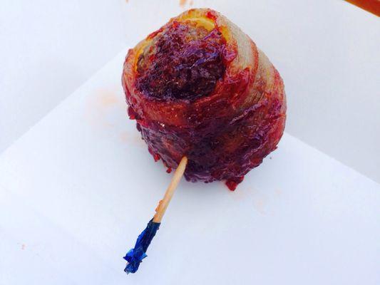 Bacon wrapped meatball