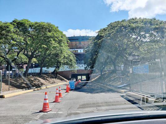 Entering Aloha Stadium through the tunnel!!!