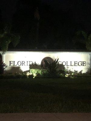 Florida College sign at night