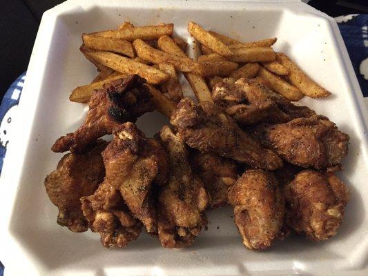 Lemon Pepper Wings and Fries