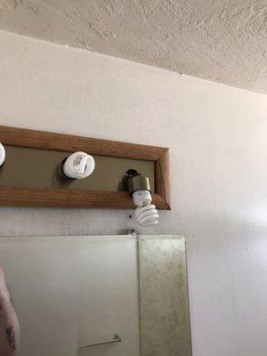 Light fixture never bothered to fix before we moved in.