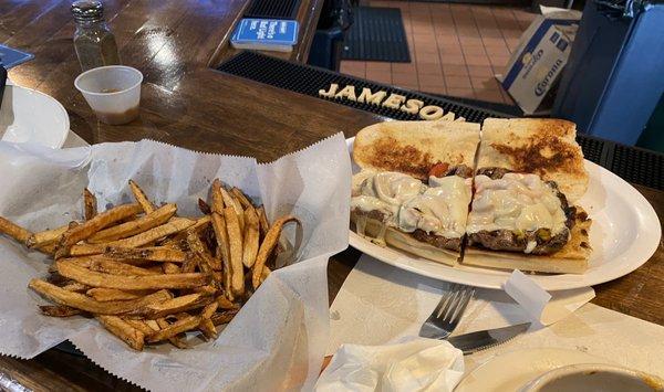 Murph's steak sandwich and fries