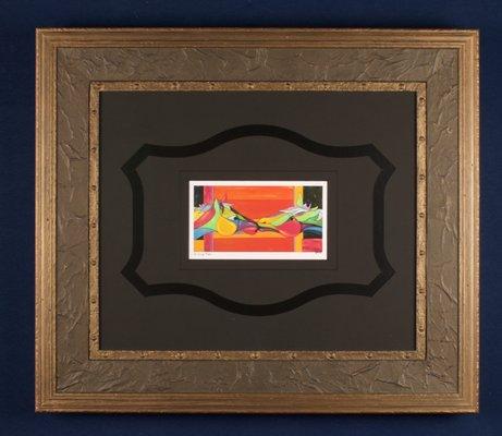 This lovely little picture has a decorative mat & is framed with a one of a kind frame created with multiple frames & hand crafted details.