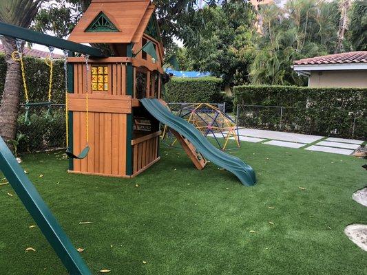 Check out this new artificial grass backyard that we just installed