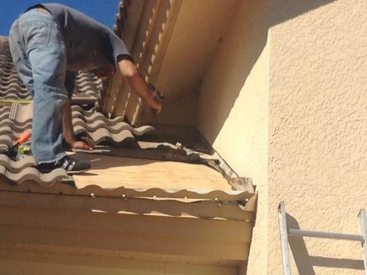 Tile roof repair water damiage