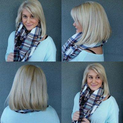 Inverted bob with Balayage Blonde