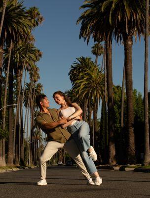 Dancing Salsa and Bachata in Los Angeles under the sunshine and palm trees! :)