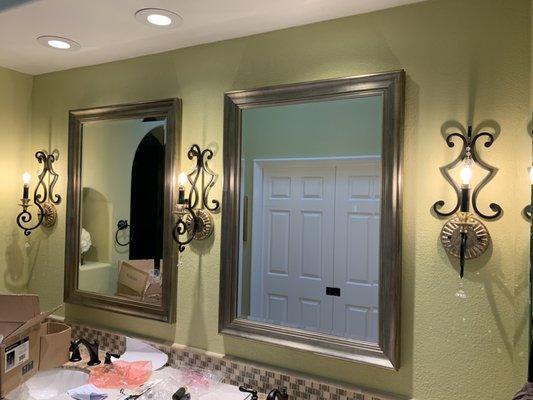 New sconces in the bathroom for accent lighting.