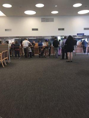 Like with over 15 people and only 2 tellers working.