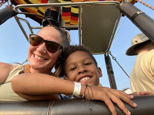 My son and I enjoying our hot air balloon experience!