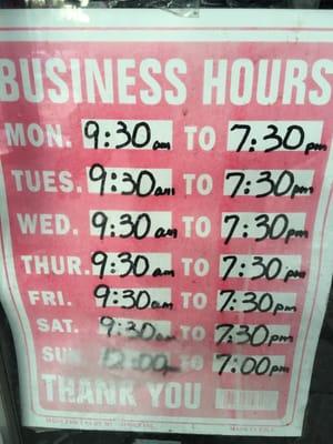 Store hours