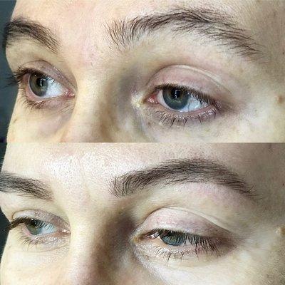 Eyebrows tweezing and tinting