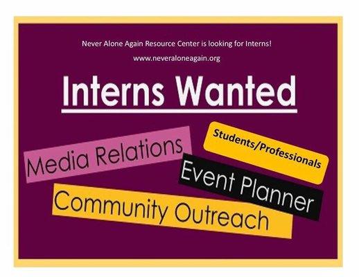 Interns Needed www.neveraloneagain.org