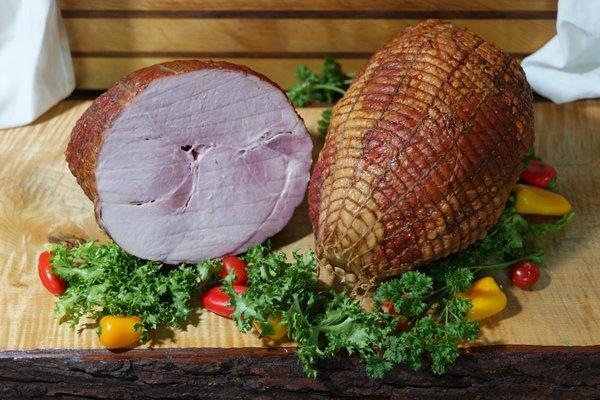 Fresh smoked boneless hams