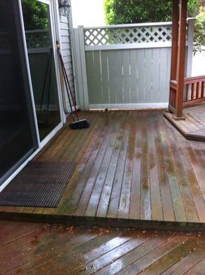 this was wood deck  before picture , i did on a 2000 psi ,, GENTLE