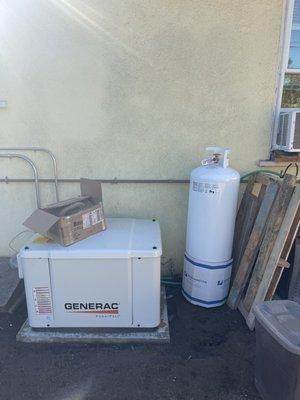 Generator back up with propane installation.