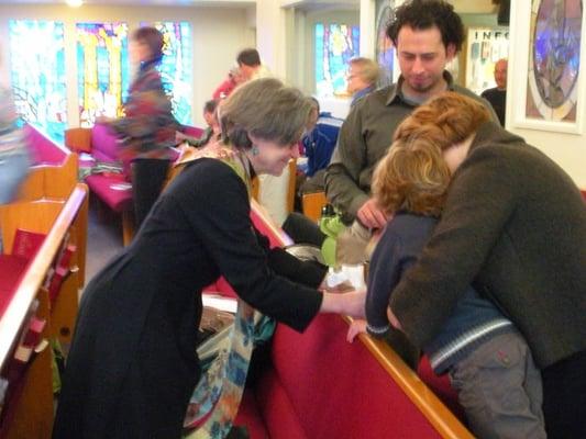 Communion being served