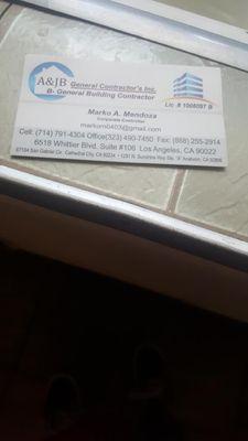 This is his card. You can't find anything in google locally. Fraud company!