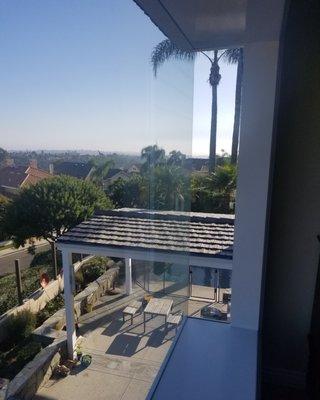 Incredible custom garden window with sitting area with view to patio cover fully equipped with heaters, led lights, and sun shades.