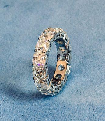 One of our platinum custom-made eternity diamond bands.