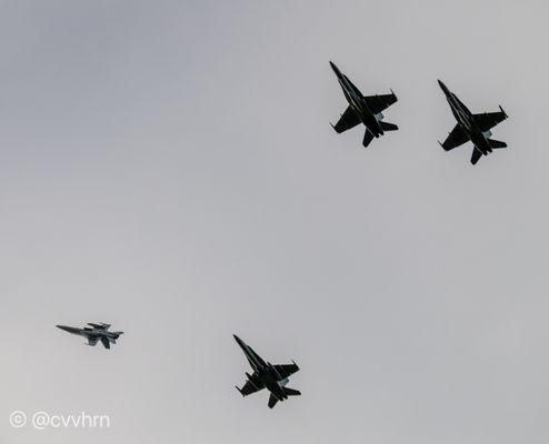 USMC VMFAT-101 performing the missing man to honor USMC vet and Hoover Institution Fellow George Schultz