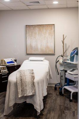 One of our service rooms where your skincare professional performs various treatments to keep your skin looking and feeling good