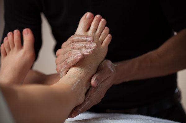 Foot scrub treatment.