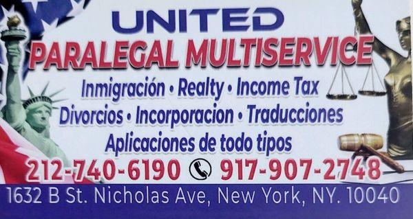 Immigration legal services  by NYS Licensed and Bonded Immigration Paralegal.