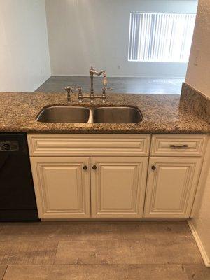 Kitchen with new granite countertops