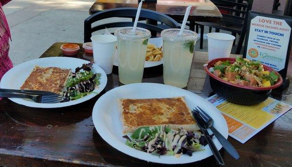 Chef's Special Chipotle Crepe, Californian Crepe, poke bowl, and fresh lychee lemonade. Yummy!