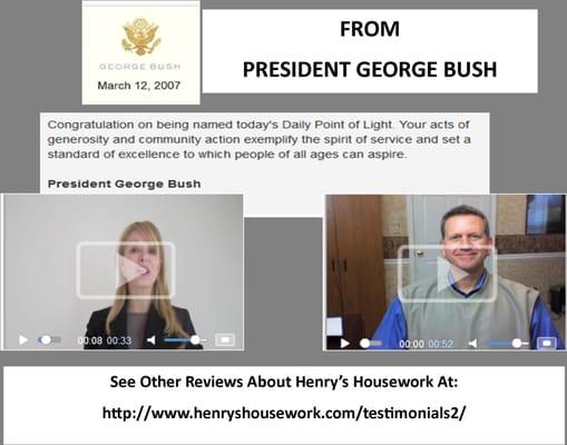 Read what President Bush said about Henry's Housework!