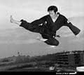 Grandmaster "Iron" Kim demonstrating Kyong Gong Sul Bope by jumping from the the equivalent of an 8-story building.