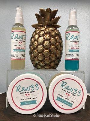 Just in RAW33 scrubs and oils in "Coastal Coconut" and "Ocean"!  So relaxing and hydrating for your skin.