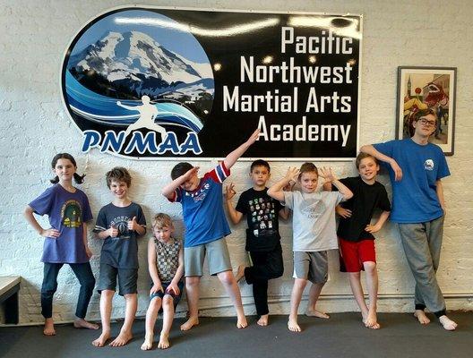 Group picture from our 2018 Spring Break Indoor Parkour Camp!